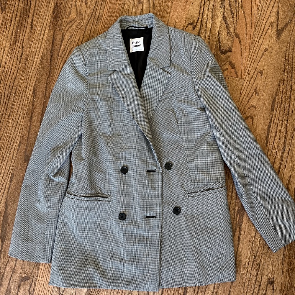 Little Moon Women's Charcoal Double-Breasted Blazer